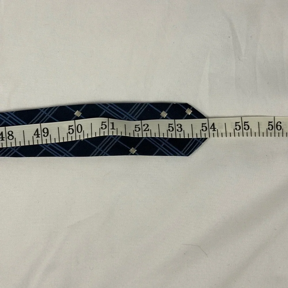 Atkinsons for Harrods Silk Tie Vintage Navy Blue Plaid Jacquard Made In Ireland